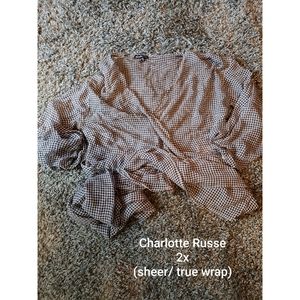 Sheer wrap gingham top